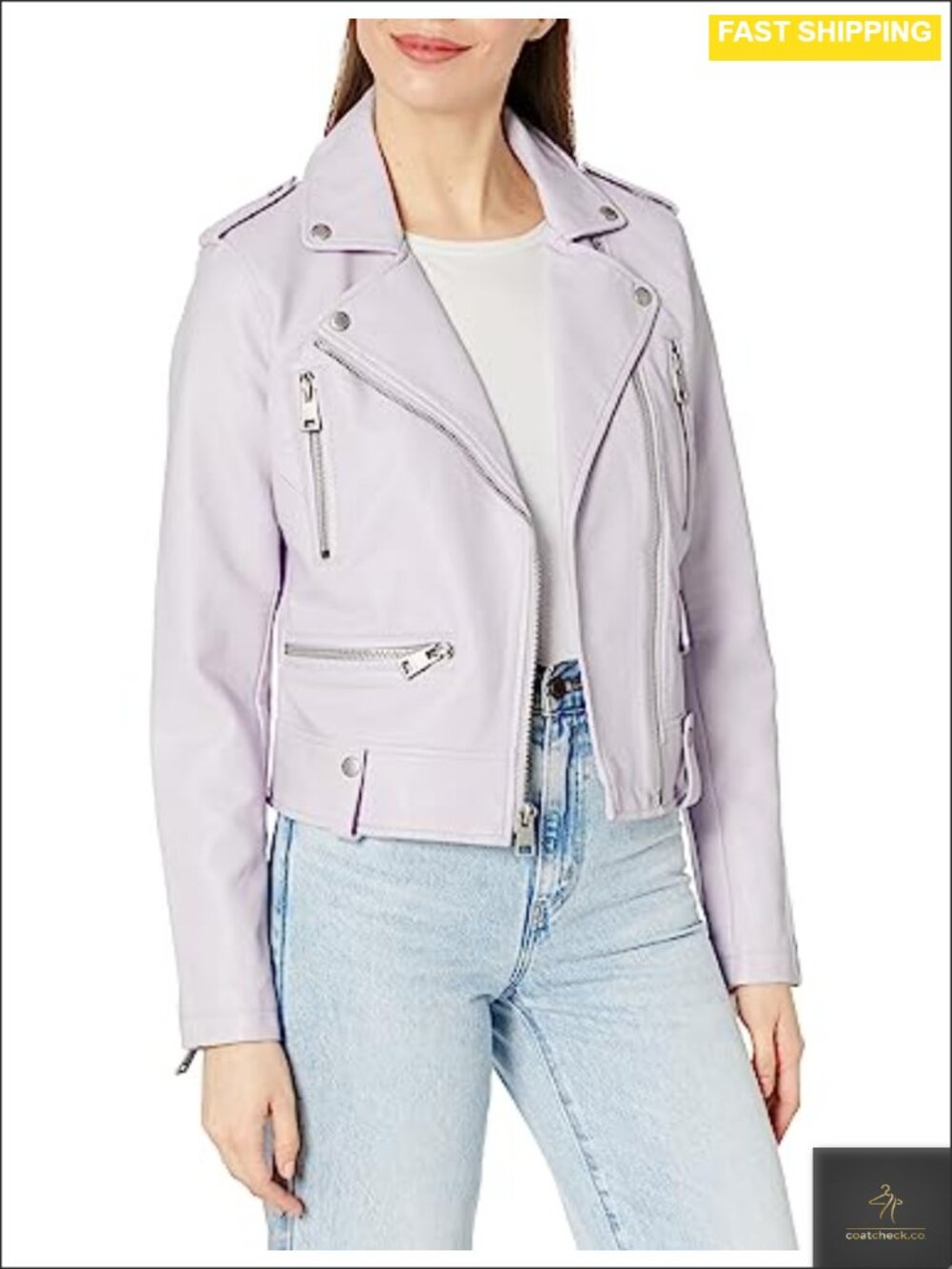 Faux Leather Motorcycle Jacket Asymmetrical Zip Water Resistant